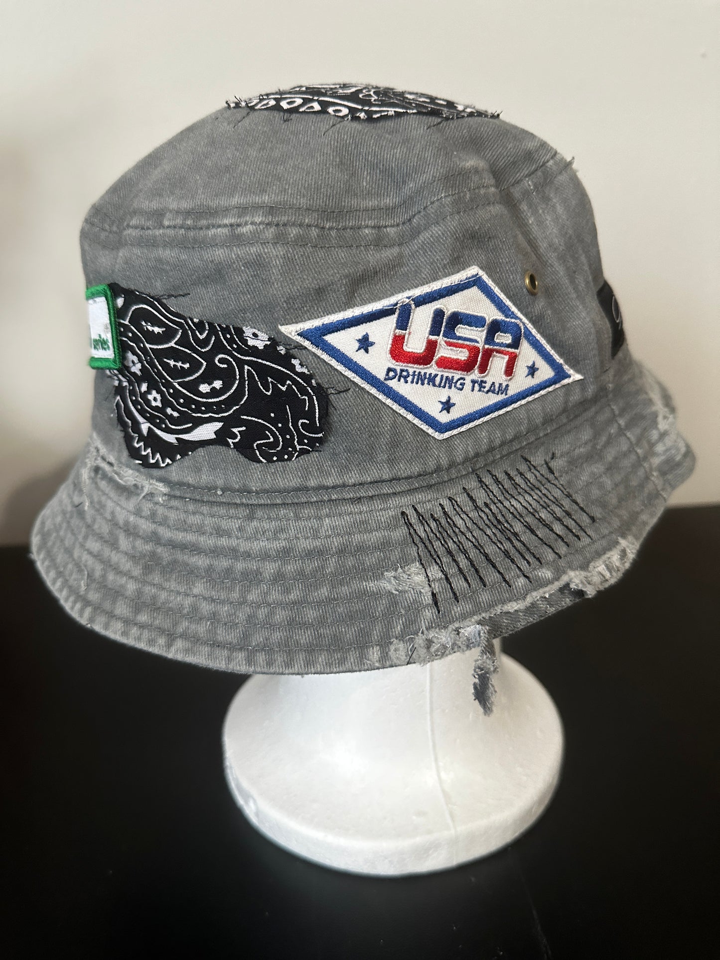 Distressed Patchwork Vintage Bucket Hat 1 of 1