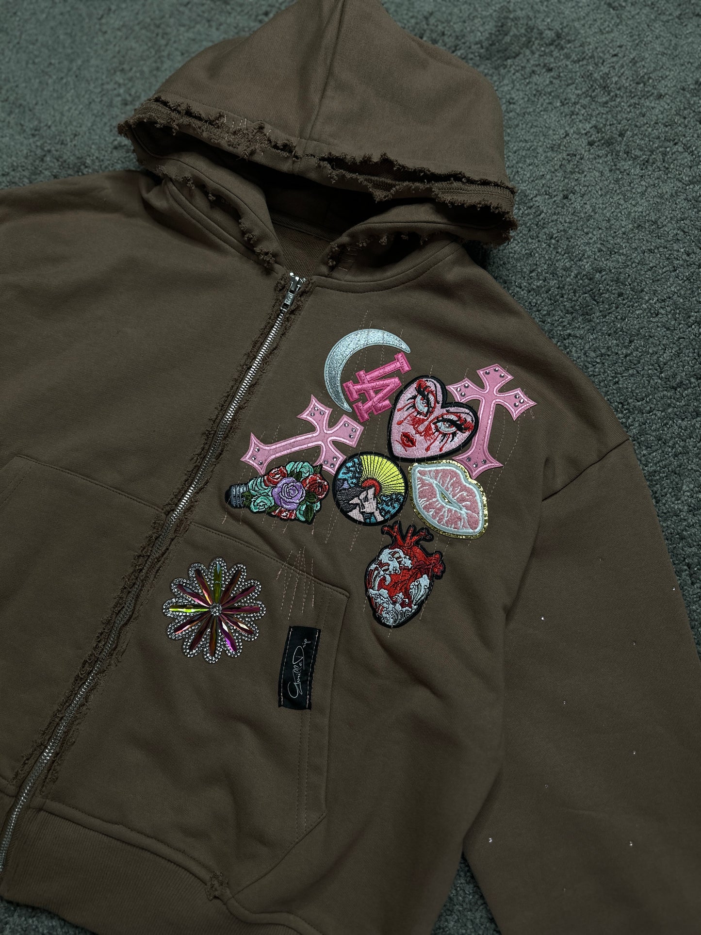 Brown Patchwork hoodie