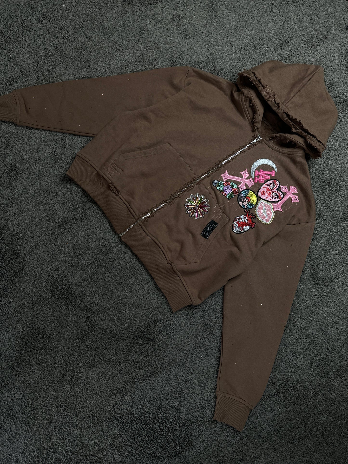Brown Patchwork hoodie
