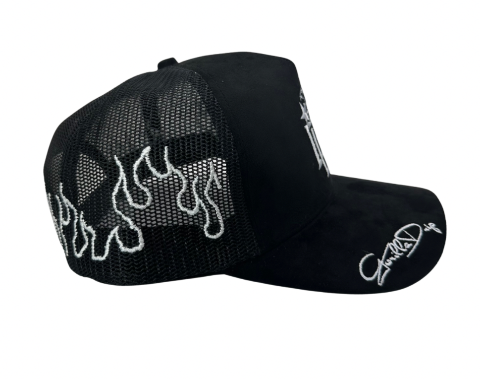 Black Suede Trucker Hat