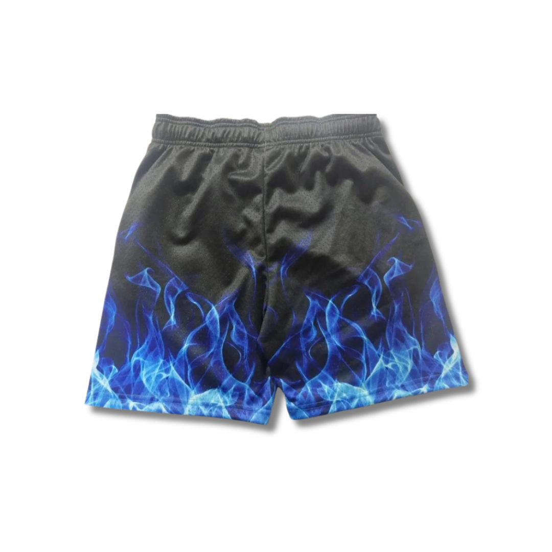Blue flame logo shorts