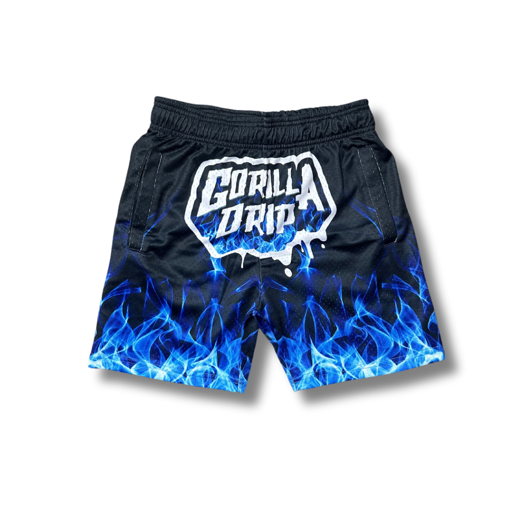 Blue flame logo shorts
