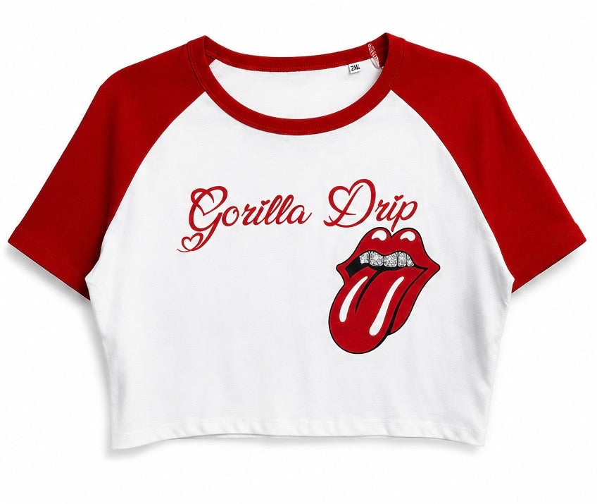 Gorilla Drip Rhinestone Crop Tee