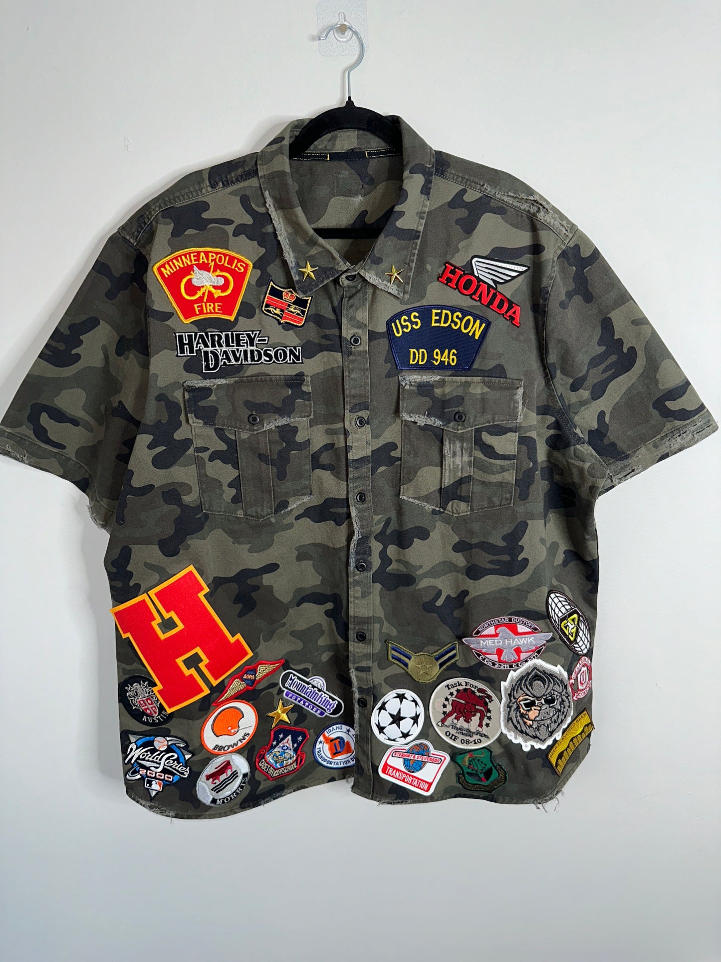 One-of-one custom camo utility shirt