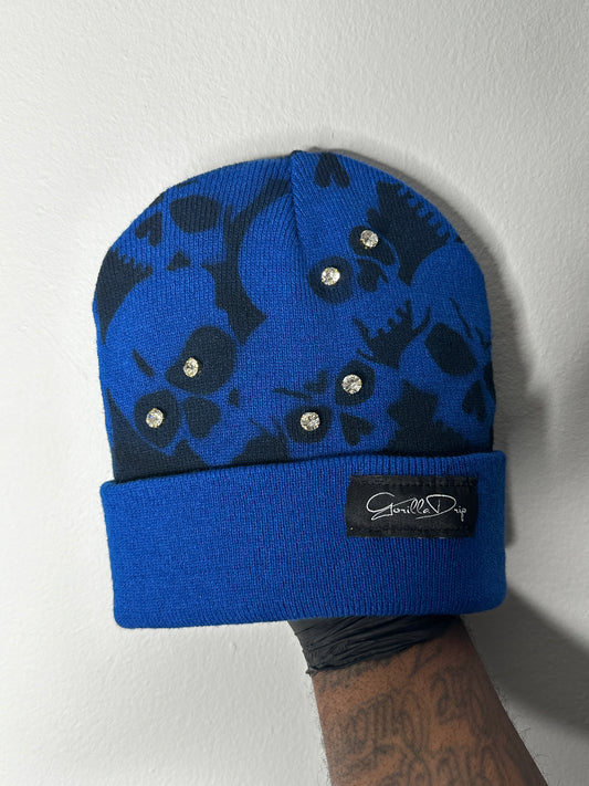 Blue Skull Studded Beanie