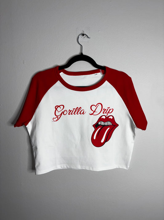 Gorilla Drip Rhinestone Crop Tee
