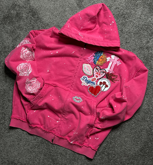 1 of 1 Pink patchwork Hoodie