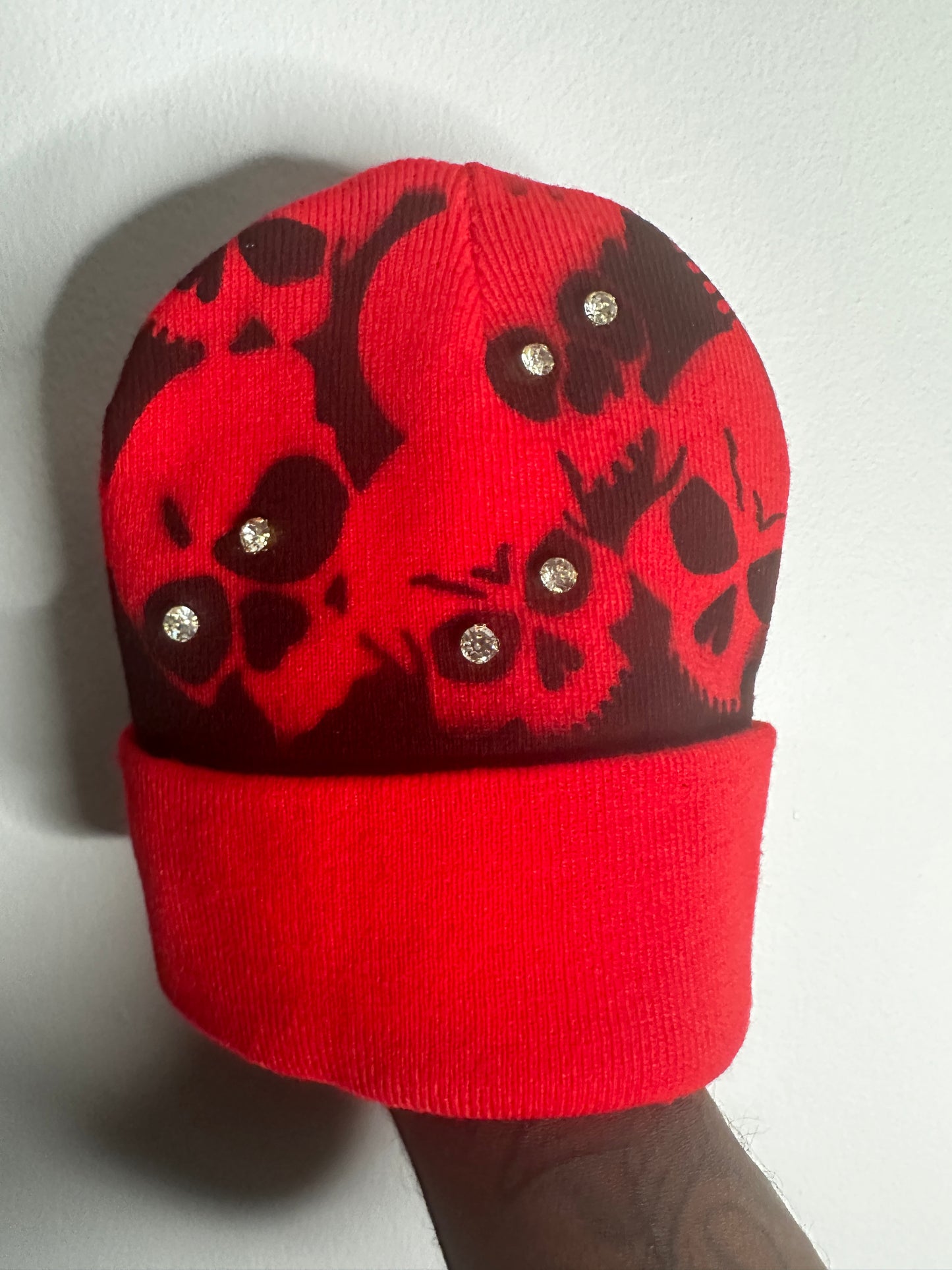 Red Skull Studded Beanie