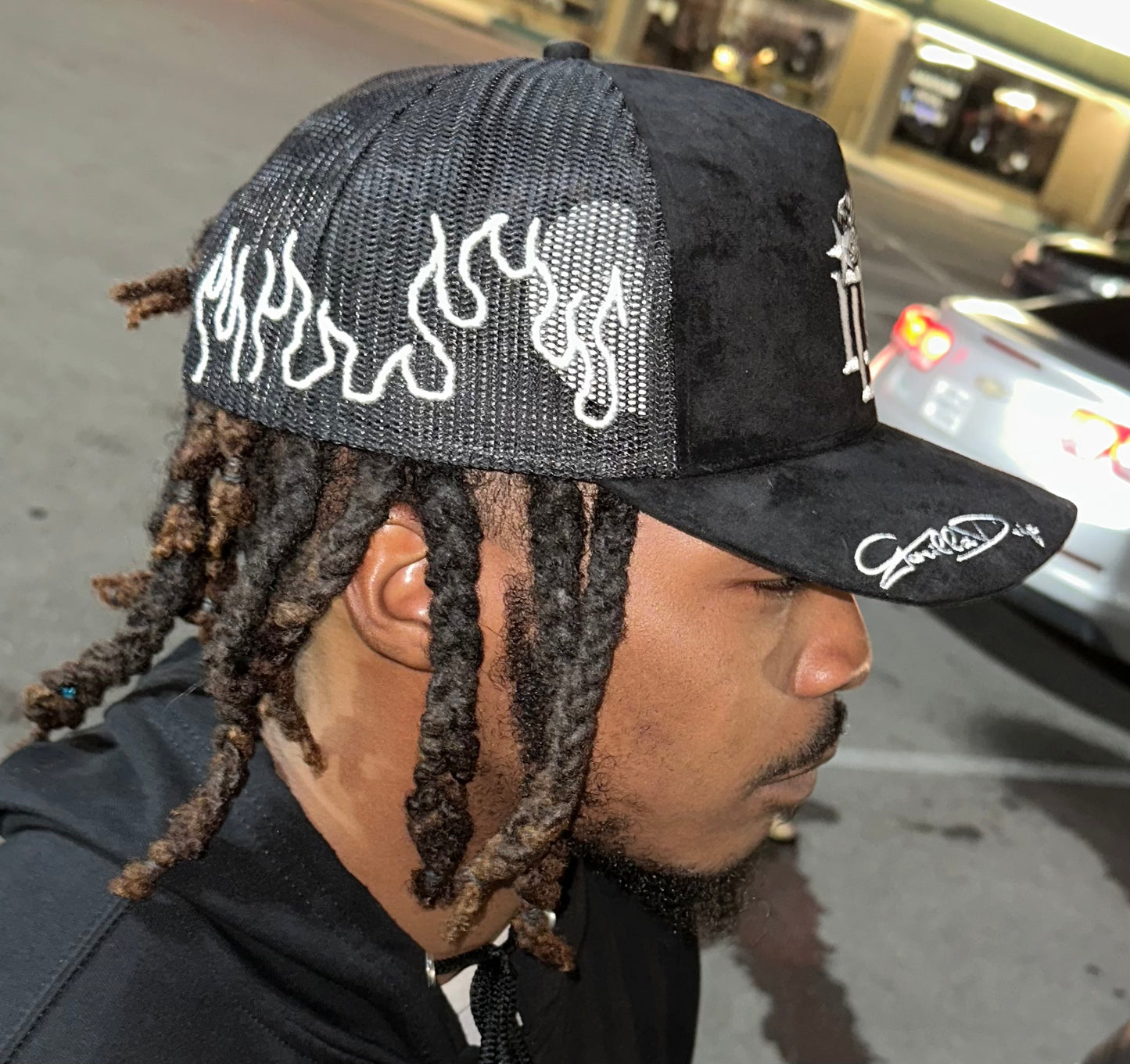 Black Suede Trucker Hat