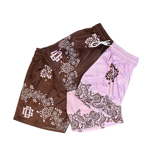 Pink/Brown Gorilla Drip Logo shorts