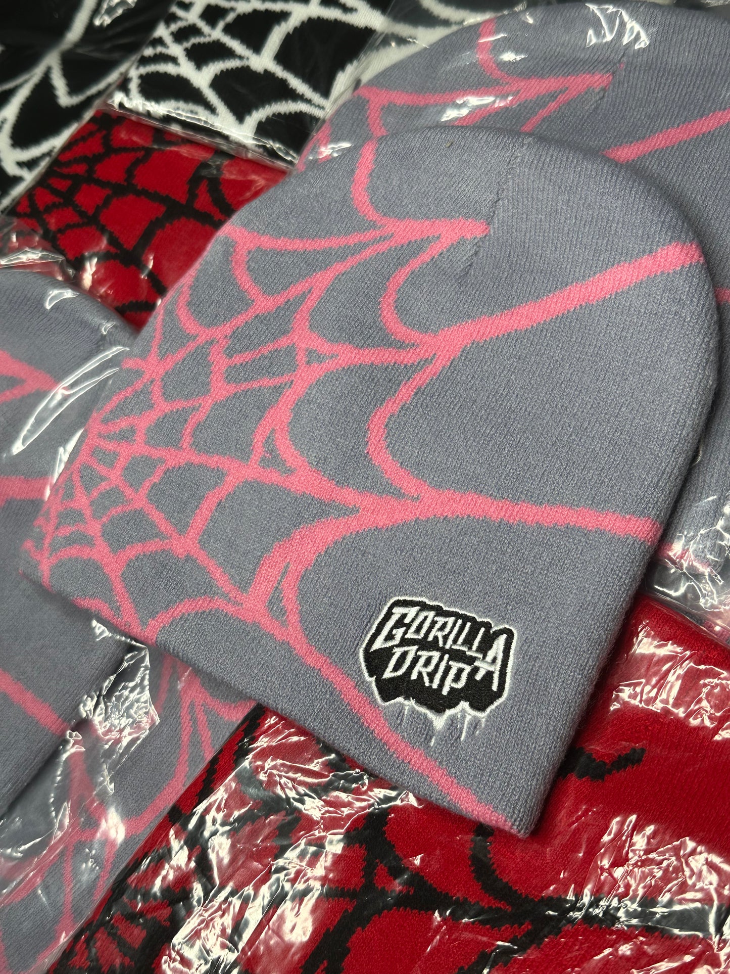 Grey Web Beanie