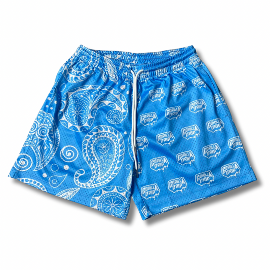 Blue Paisley Shorts￼
